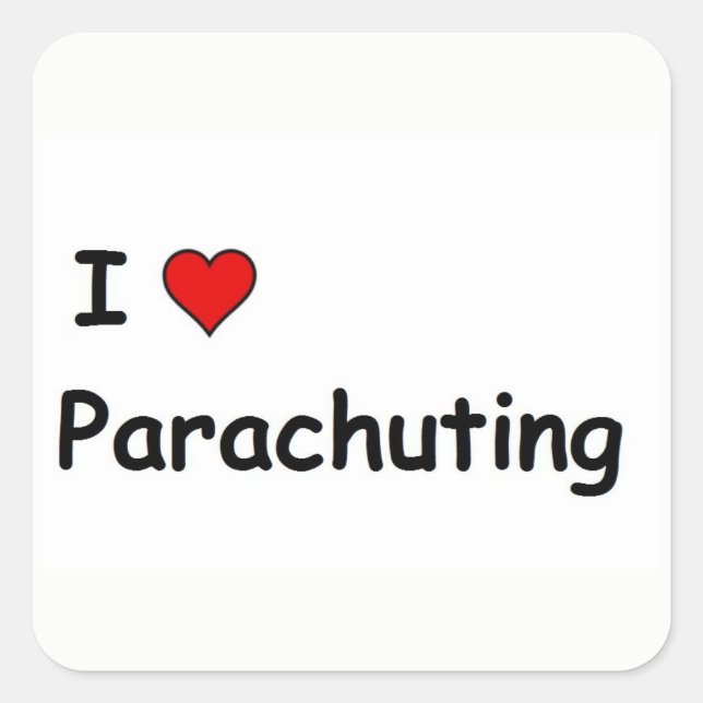 I Love Parachuting Square Sticker (Front)