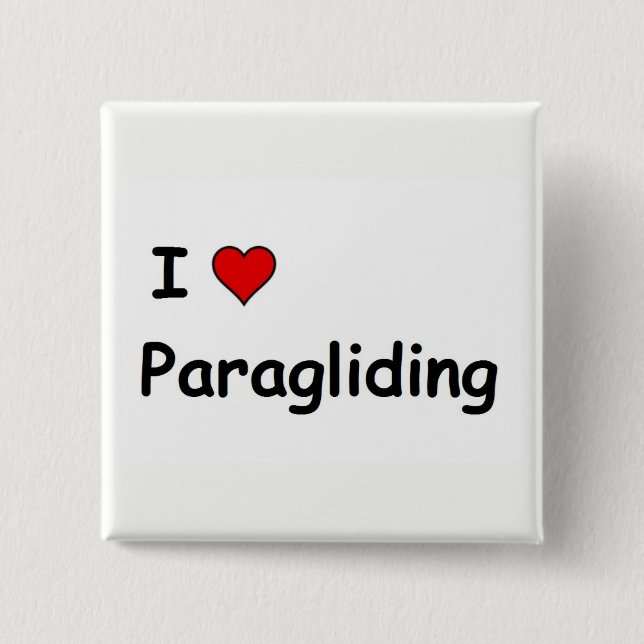 I Love Paragliding 15 Cm Square Badge (Front)