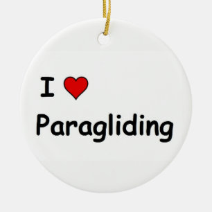 I Love Paragliding Ceramic Tree Decoration