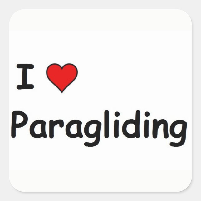 I Love Paragliding Square Sticker (Front)