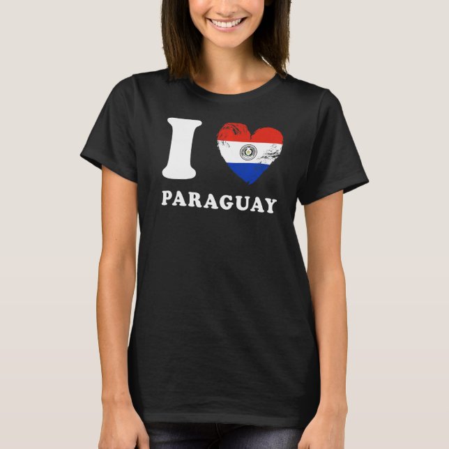 I Love Paraguay  Heart Flag Paraguay T-Shirt (Front)