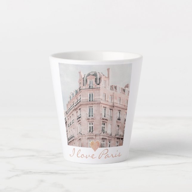 I Love Paris Architecture Vintage Building Latte Mug (Front)