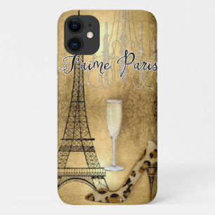 I Love Paris Chic Gold Eiffel Tower Fashion Shoes Case-Mate iPhone Case