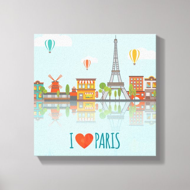 I Love Paris | Cityscape Design Canvas Print (Front)