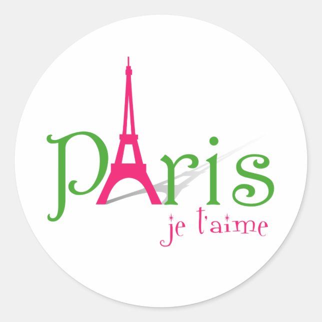 I love Paris Classic Round Sticker (Front)