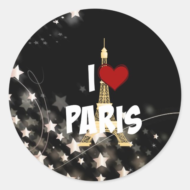 I Love Paris Classic Round Sticker (Front)