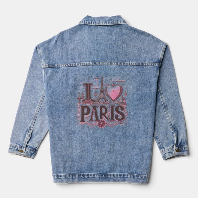 I Love Paris Denim Jacket (Back)