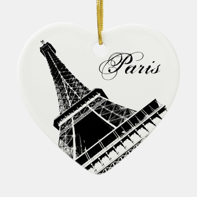 I Love Paris Eiffel Tower Ceramic Tree Decoration (Front)