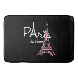 I Love Paris Eiffel Tower France French Souvenir Bath Mat
