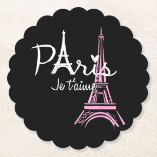 I Love Paris Eiffel Tower France French Souvenir Paper Coaster
