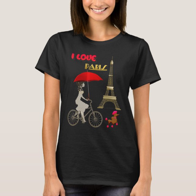 I Love Paris Eiffel Tower France  French Souvenir T-Shirt (Front)