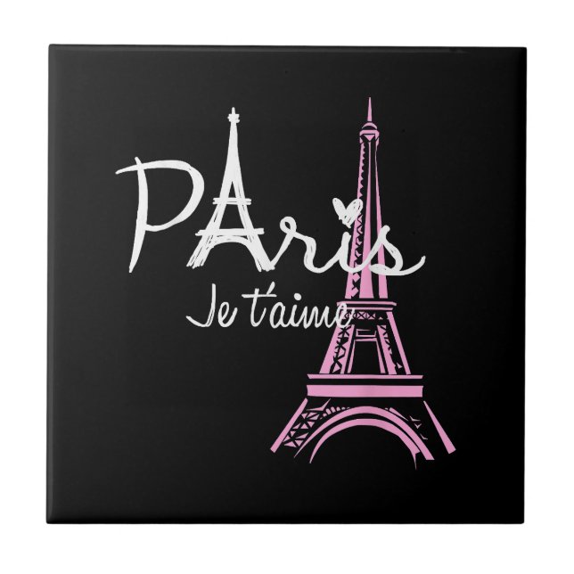 I Love Paris Eiffel Tower France French Souvenir Tile (Front)