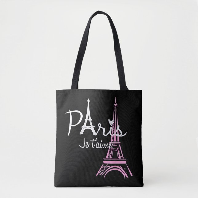 I Love Paris Eiffel Tower France French Souvenir Tote Bag (Front)