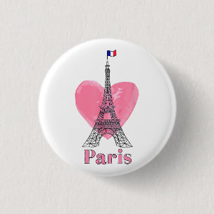 I Love Paris Eiffel Tower France Gift 3 Cm Round Badge