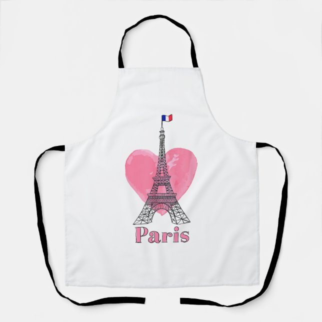 I Love Paris Eiffel Tower France Gift Apron (Front)