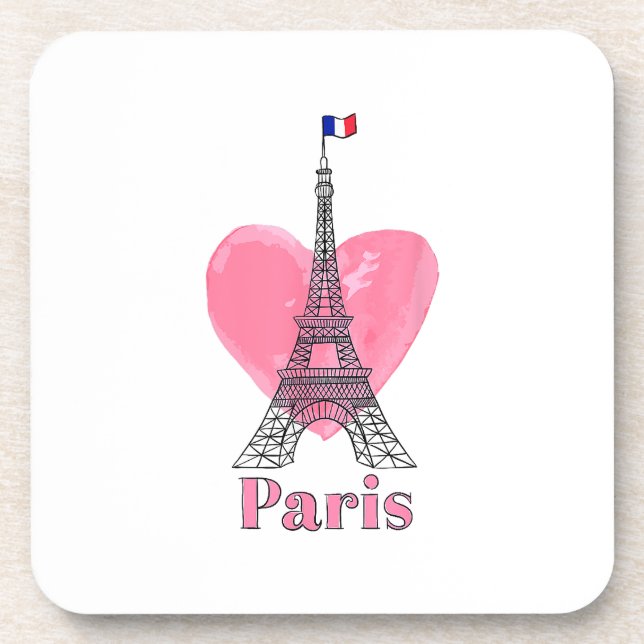 I Love Paris Eiffel Tower France Gift Coaster (Front)