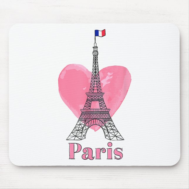 I Love Paris Eiffel Tower France Gift Mouse Pad (Front)