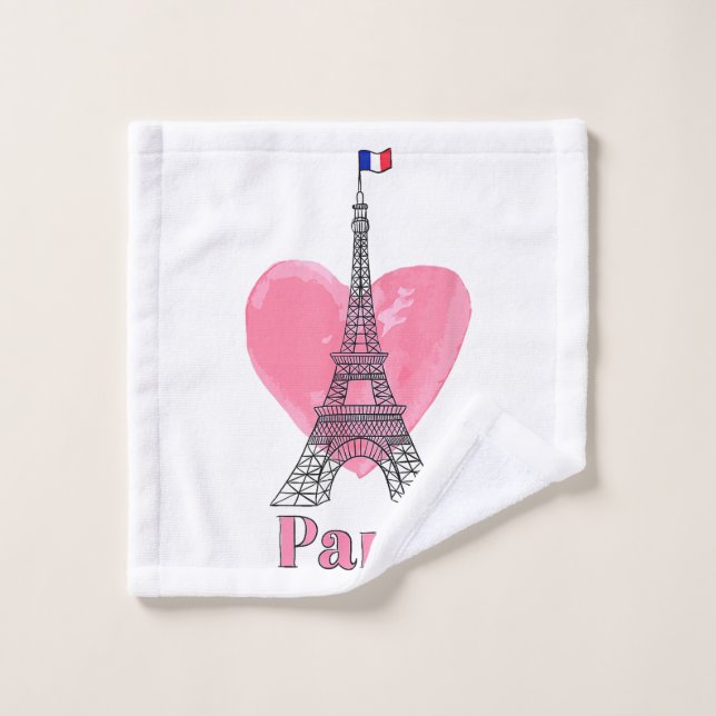 I Love Paris Eiffel Tower France Gift Wash Cloth (Wash Cloth)