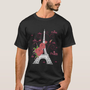 I Love Paris Eiffel Tower With Flowers T-Shirt