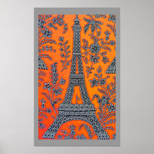 I Love Paris Grey Border Poster small