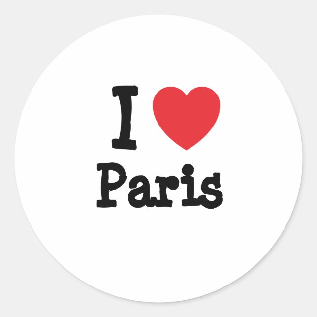 I love Paris heart custom personalised Classic Round Sticker (Front)