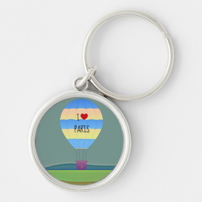I Love Paris Hot Air Balloon Key Ring (Front)
