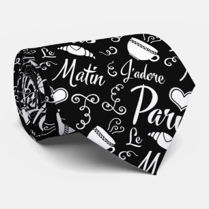 I Love Paris in the Morning Coffee and Croissant Tie