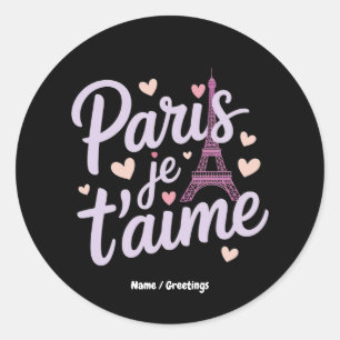 I Love Paris Je t'aime Eiffel Tower France T-Shirt Classic Round Sticker