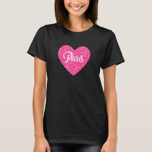 I Love Paris Pink Heart Travel For Women Girls T-Shirt
