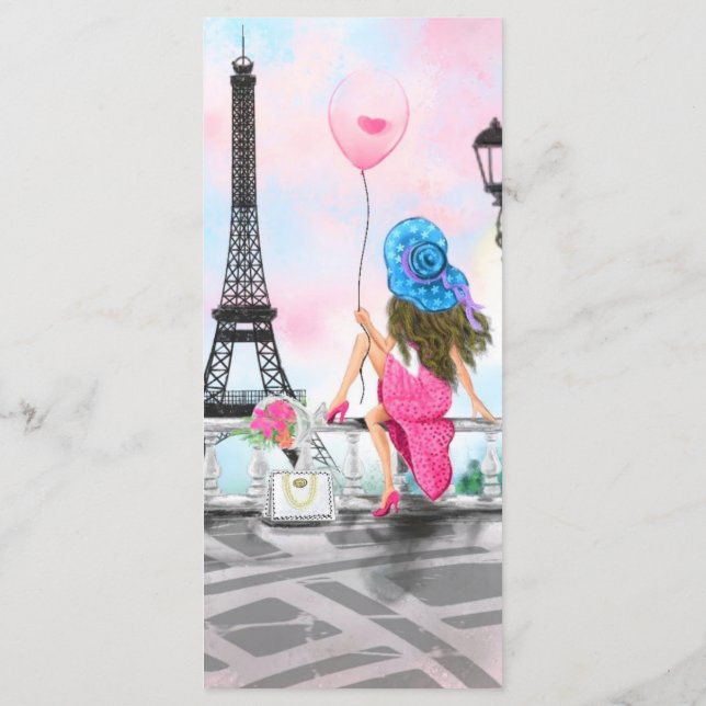 I Love Paris - Pretty Woman and Pink Heart Balloon Menu (Back)