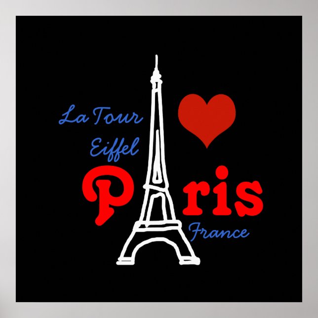 I love Paris . romantic red heart Poster (Front)