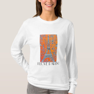 I Love Paris Vintage Travel ladies hoody T-shirt