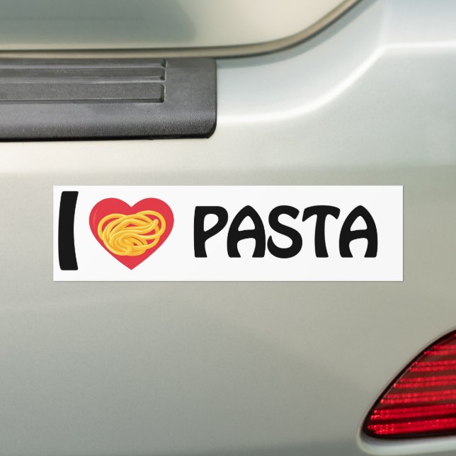 I love Pasta Bumper Sticker (On Car)