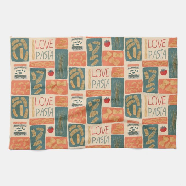 I love pasta tea towel (Horizontal)