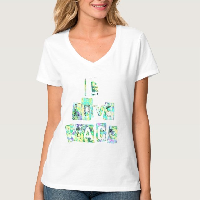 I Love Peace Beautiful Art Print Text Design T-Shirt (Front)