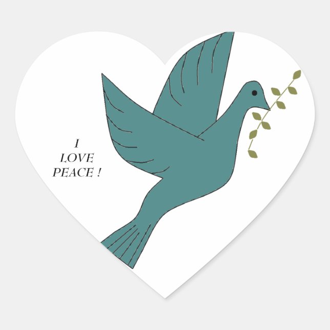 I LOVE PEACE ! HEART STICKER (Front)