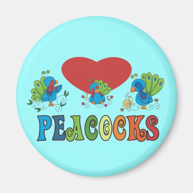 I Love Peacocks Magnet (Front)
