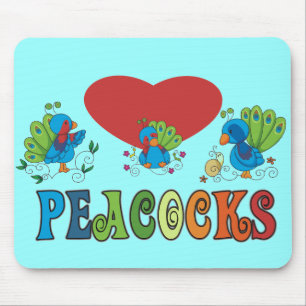 I Love Peacocks Mouse Pad