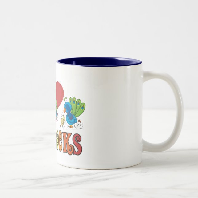 I Love Peacocks Two-Tone Coffee Mug (Right)