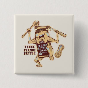 I LOVE PEANUT BUTTER 15 CM SQUARE BADGE