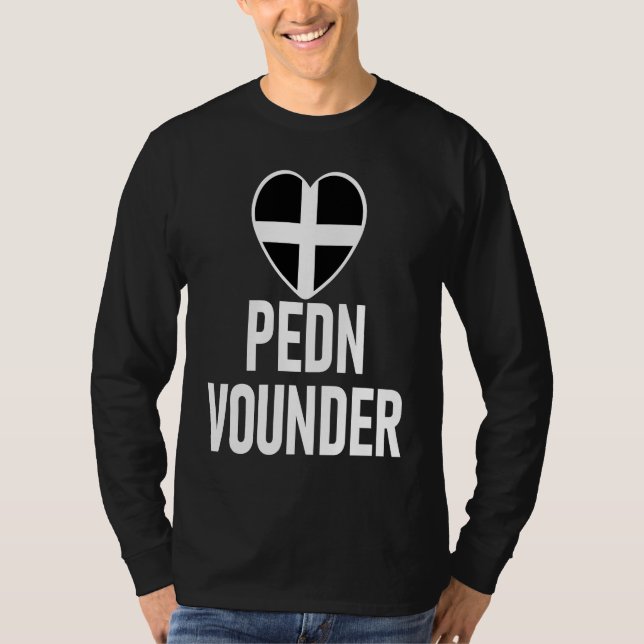 I Love Pedn Vounder Cornwall Flag Heart Saint Pira T-Shirt (Front)