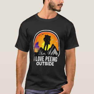 I Love Peeing Outside Hiking Sunset Retro Outdoor  T-Shirt