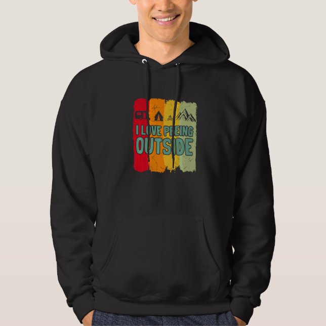 I Love Peeing Outside Outdoor Retro Camping Hiking Hoodie (Front)