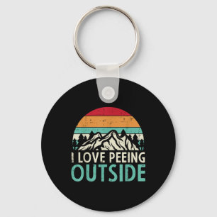 I Love Peeing Outside Sunset Retro Outdoor Camping Key Ring