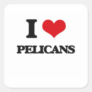 I Love Pelicans Square Sticker