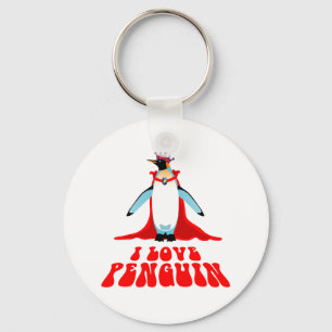 I Love Penguin Key Ring
