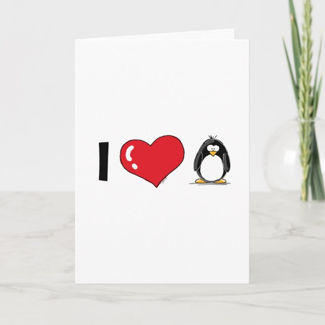 I Love Penguins Card (Front)