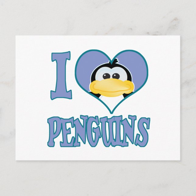 I Love penguins Postcard (Front)