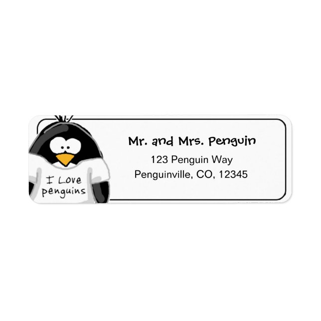 I Love Penguins return address label (Front)