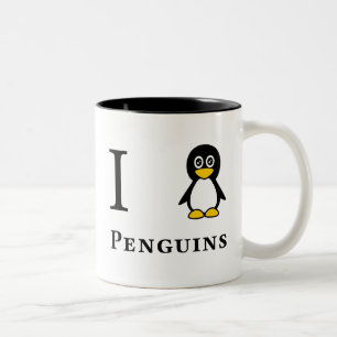 I Love Penguins Two-Tone Coffee Mug
